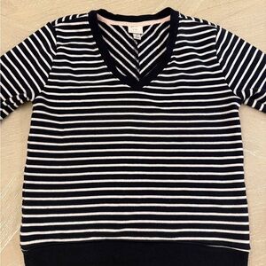 a new day Navy and White V-Neck striped Sweater